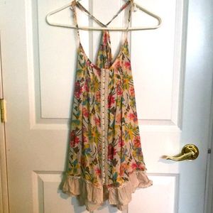 Free People floral racer back tank